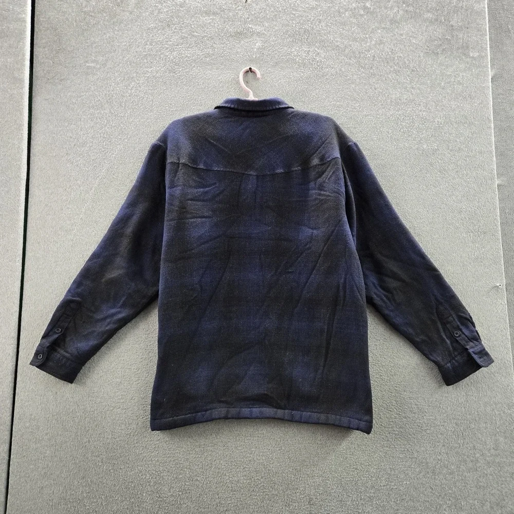 VINTAGE Quiksilver Men Jacket XL/TG Navy Wool Blend Fleece Flannel Lined READ